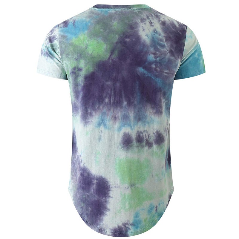 KLIEGOU Men's Hip hop Tie Dye Short Sleeve T-Shirt (K272 Green, Large) - Image 2